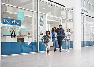 expat family leaving The Hague International Centre