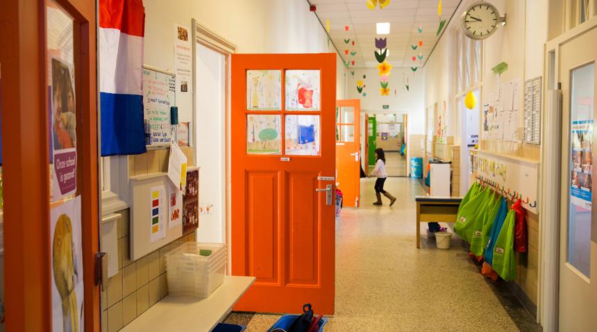 Child in a school corridor