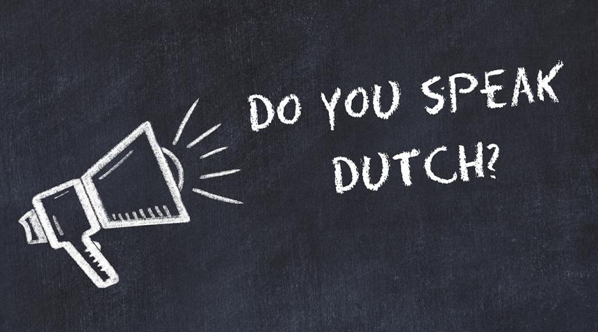 "Do you speak Dutch?" on a blackboard