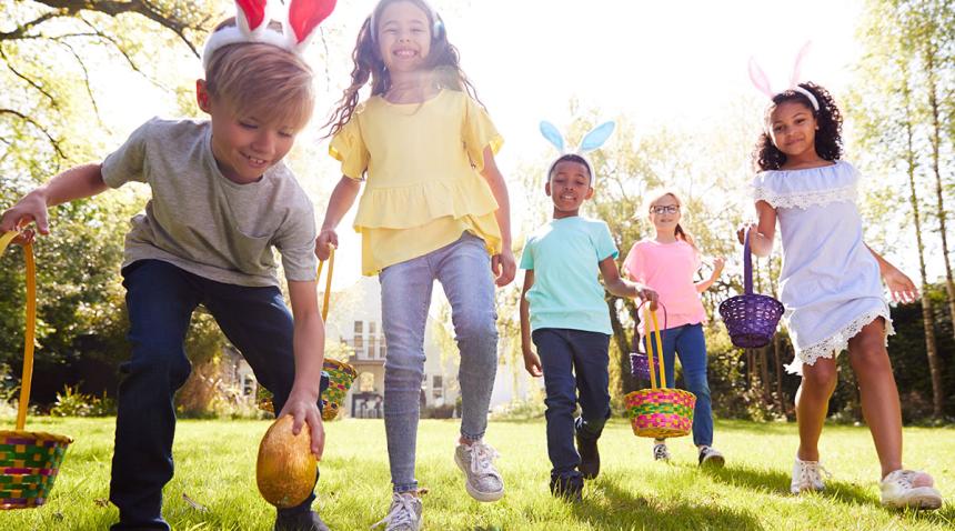 Children on an Easter egg hunt