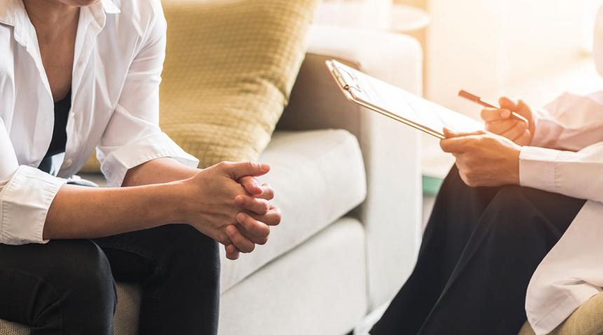 Woman talking to a doctor