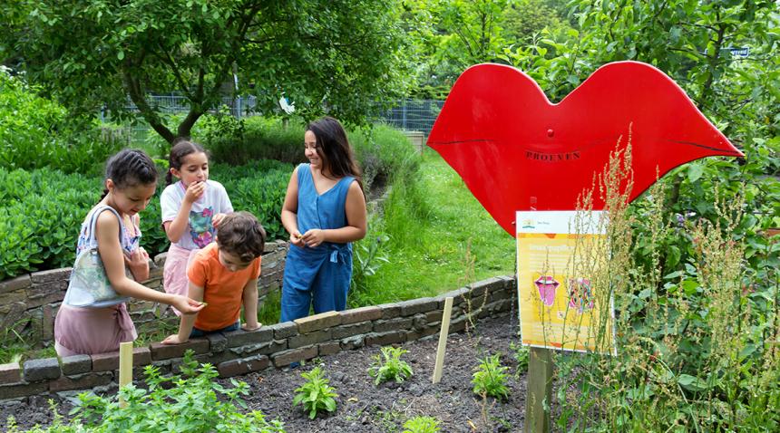 Children at a tasting garden