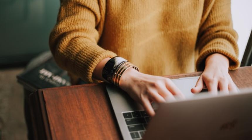 A woman at a laptop