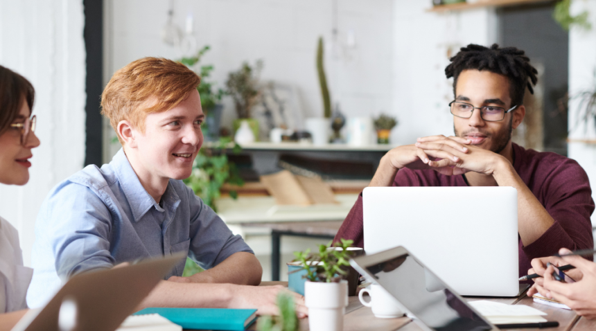 student around a table