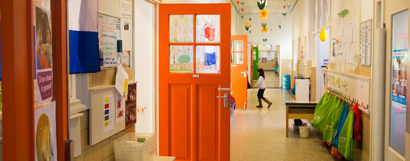 Child in a school corridor