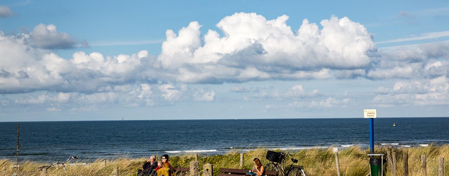 Kijkduin with blue sky and clouds