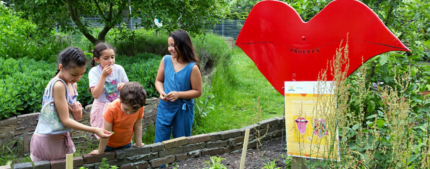 Children at a tasting garden