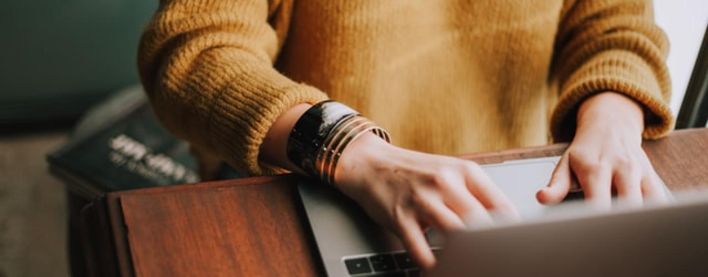 A woman at a laptop