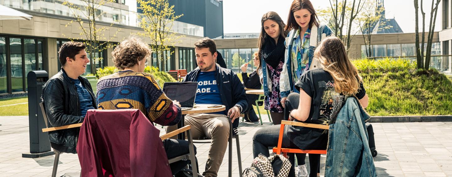 Students in student garden 