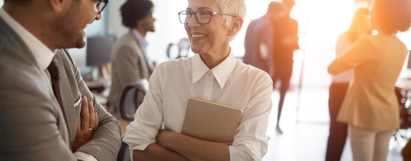 a woman smiling